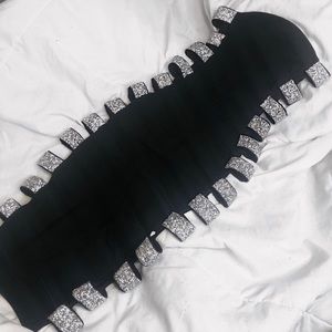 BLACK GLITTERY STRAPLESS DRESS